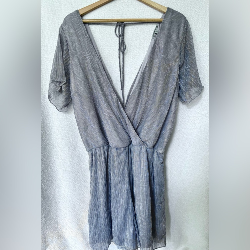 Charlotte Russe Metallic Silver Shimmering Romper, 2X, New with Tags!